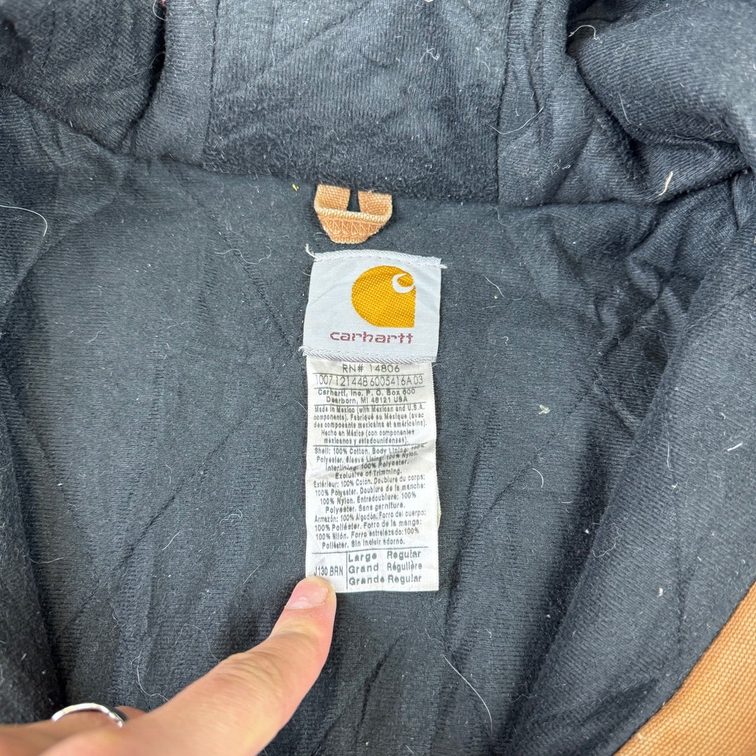 Carhartt J130 BRN Hooded Full-Zip Active Workwear Jacket Brown