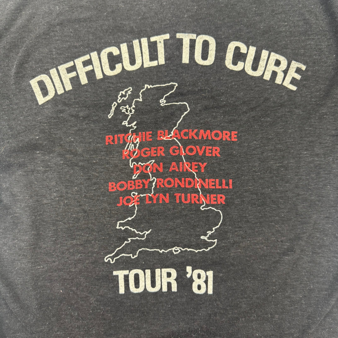 Vintage 80's Rainbow Difficult to Cure Tour Band T-Shirt Black