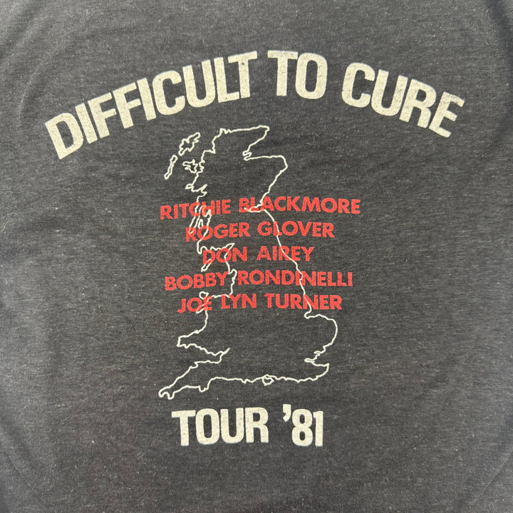 Vintage 80's Rainbow Difficult to Cure Tour Band T-Shirt Black