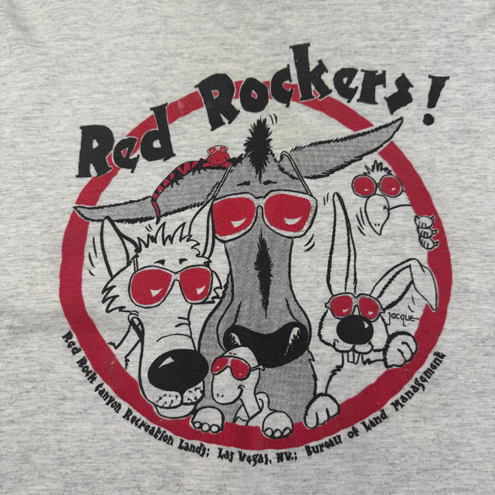 Vintage Red Rockers Screen Stars Graphic T-Shirt Grey