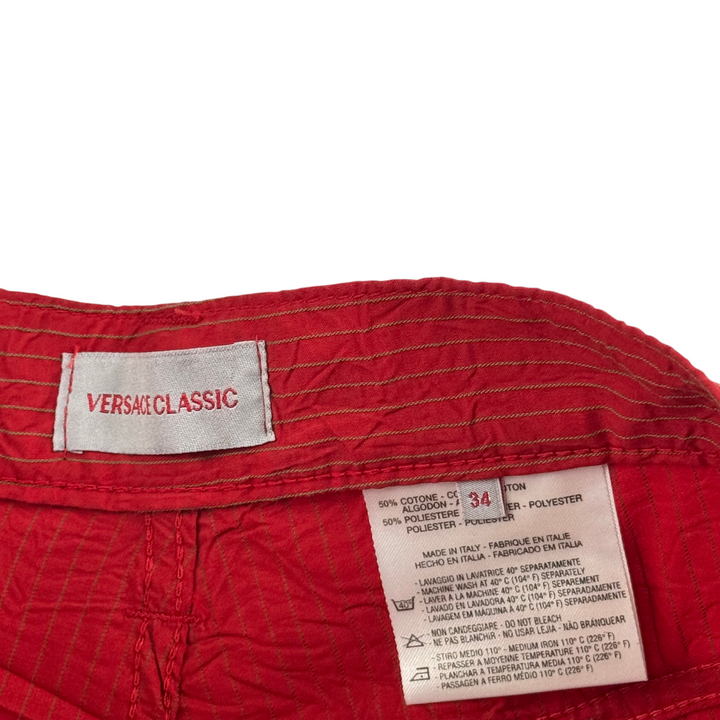 Versace Classic Striped Trousers Red