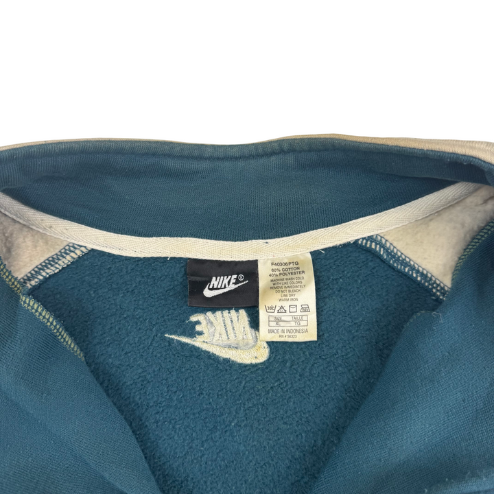 Vintage Nike Blue Ribbon Sports Quarter-Zip Sweatshirt Teal Blue Beige