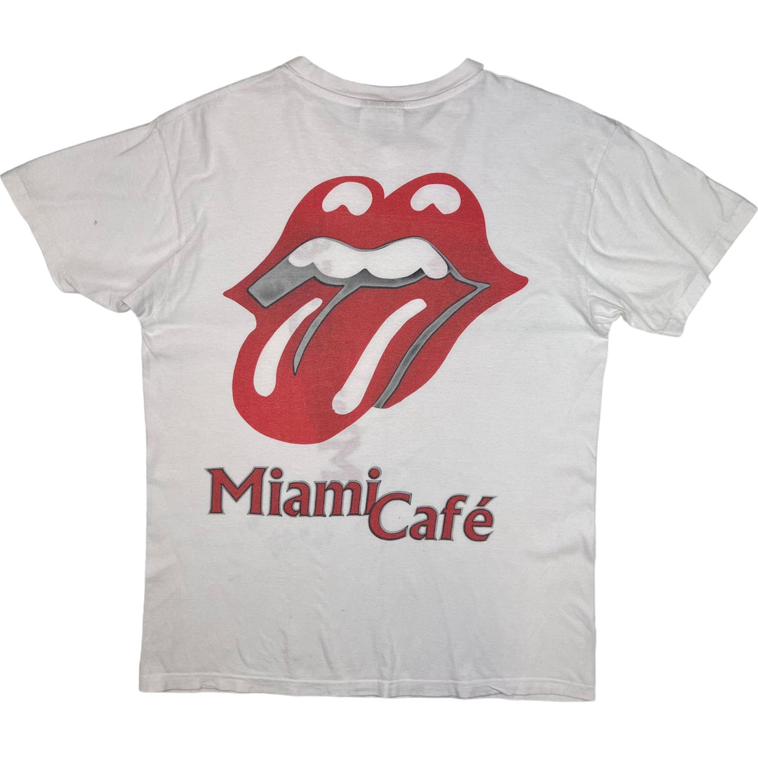 Vintage US Basic Miami Cafe Rolling Stones Graphic T-shirt White