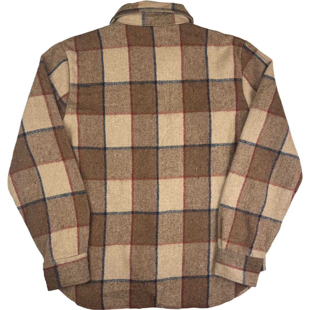 Pacific Woolens 90's Plaid Long Sleeve Flannel Shirt Jacket Brown