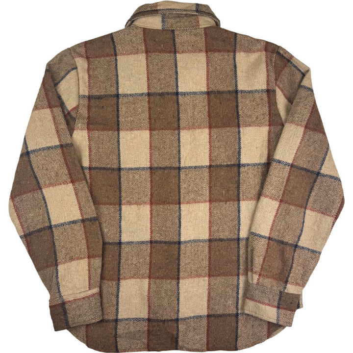 Pacific Woolens 90's Plaid Long Sleeve Flannel Shirt Jacket Brown