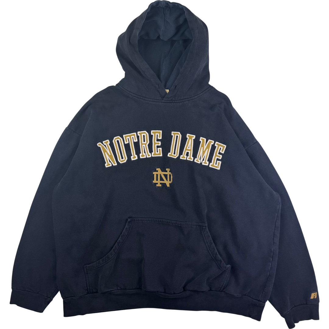 Vintage 90's Russell Athletic Notre Dame Heavyweight Hoodie Navy