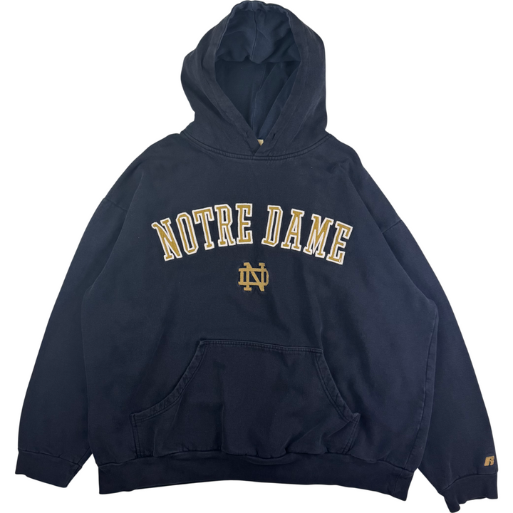 Vintage 90's Russell Athletic Notre Dame Heavyweight Hoodie Navy