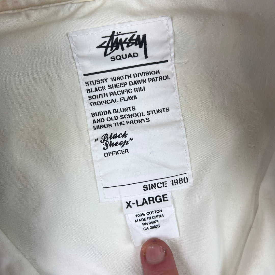 Stussy Squadron "Screwballs" Varsity Bomber Jacket Cream