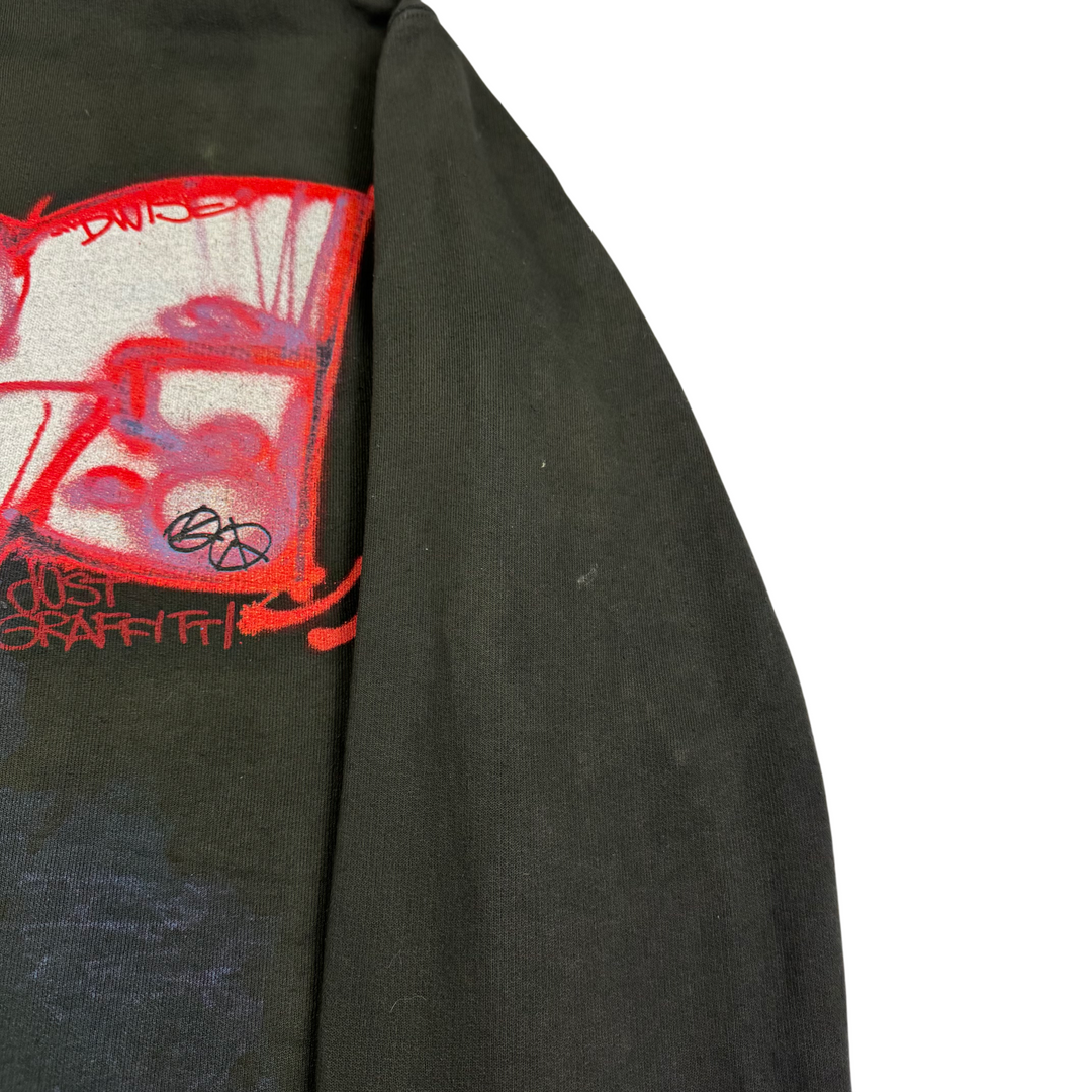 Vintage 00's Energie Graphic Crewneck Sweatshirt Black Grey