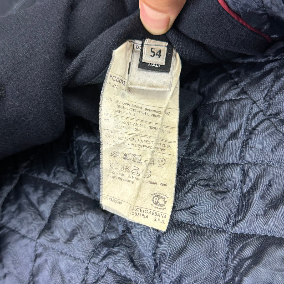 Dolce & Gabbana Double-Breasted Wool Peacoat Navy Rare