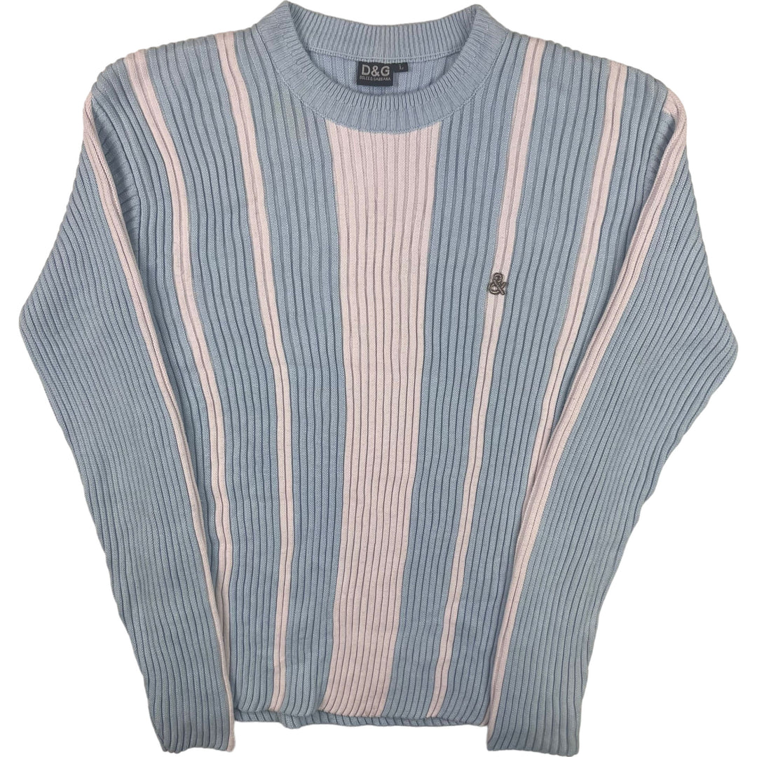 Dolce & Gabbana Roundneck Striped Knitwear Blue Pink