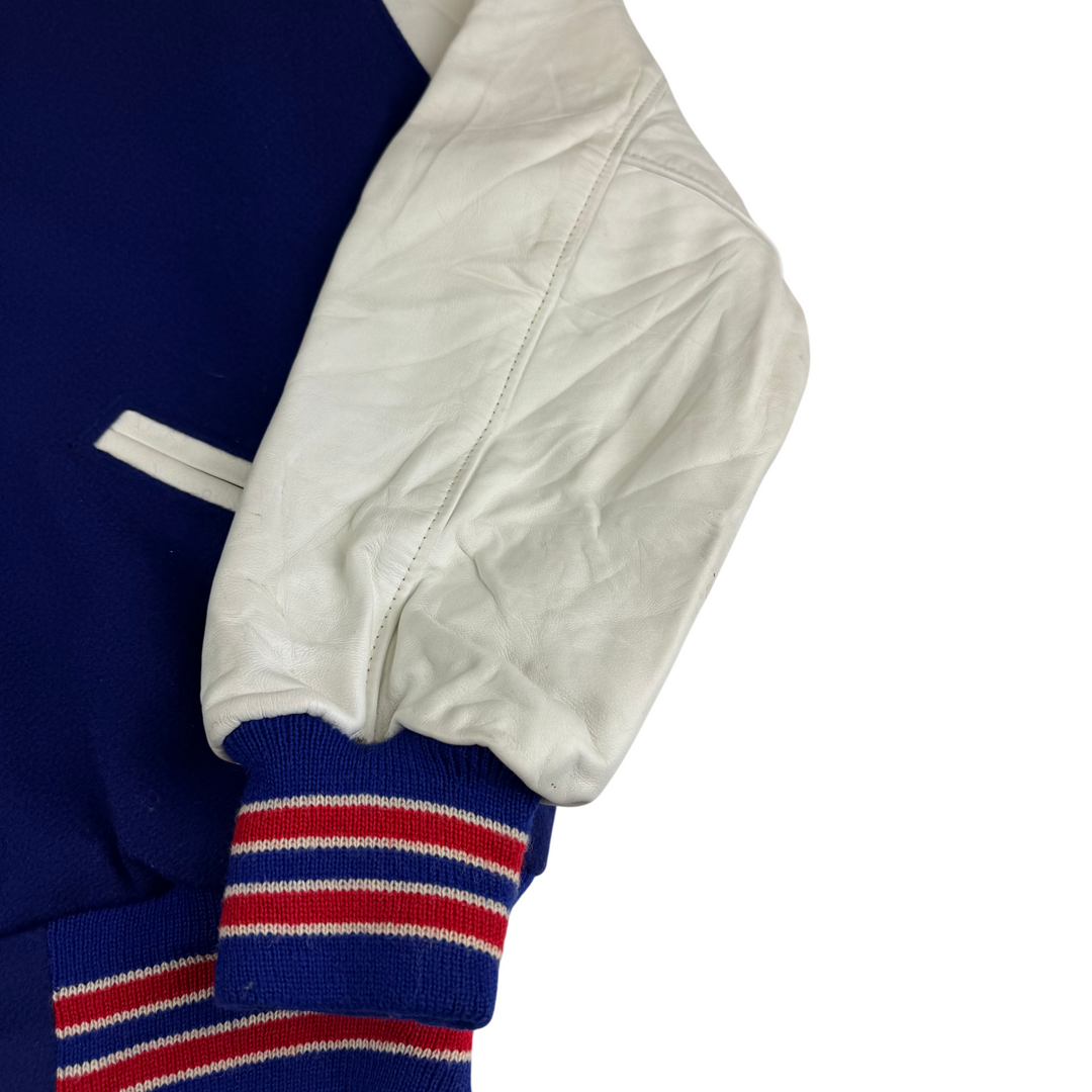 Settlemier's 90's Varsity Wool Leather Jacket Blue