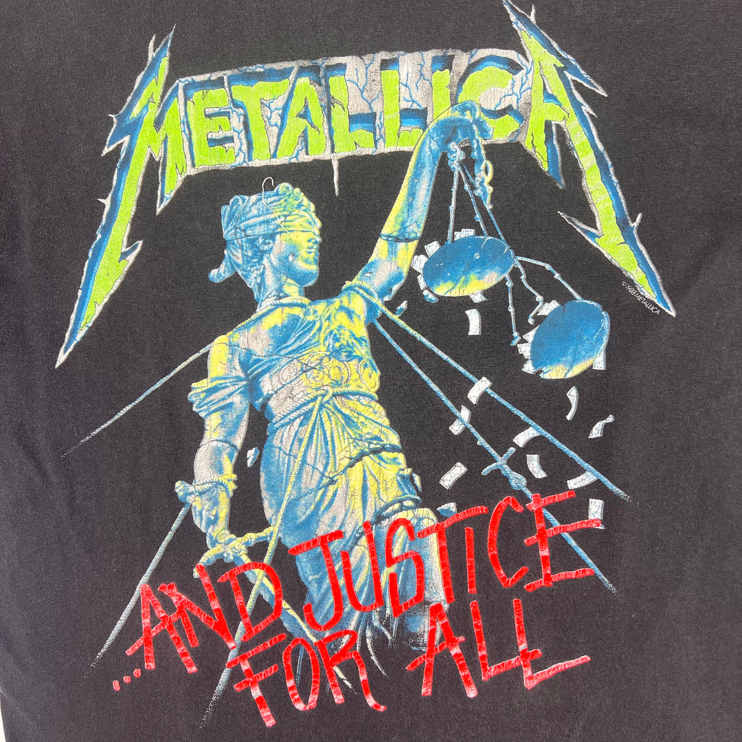 Vintage 1988 Metallica 'And Justice For All' European Tour Graphic Single Stitch T-shirt Black Rare