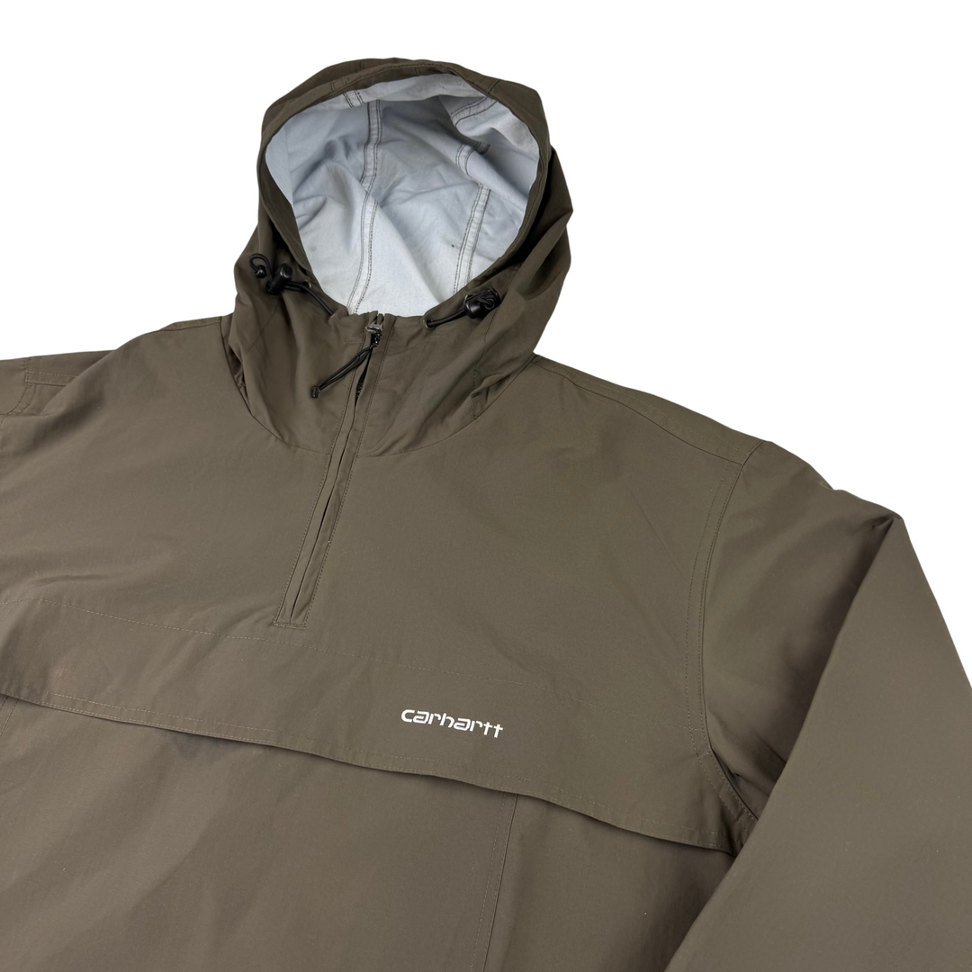 Carhartt Half-Zip Hooded Windbreaker Anorak Jacket Green