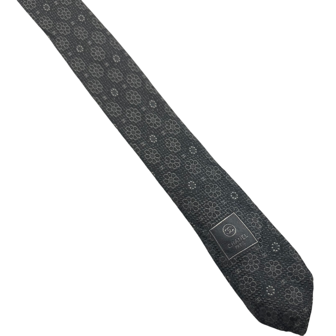 Chanel Floral Pattern Tie Grey