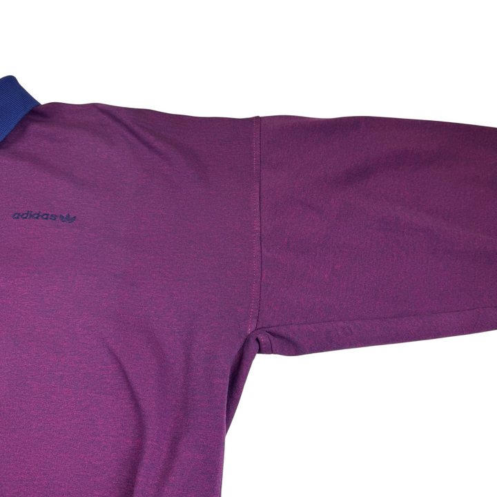 Vintage Adidas 80's Button-Up Collared Sweatshirt Purple