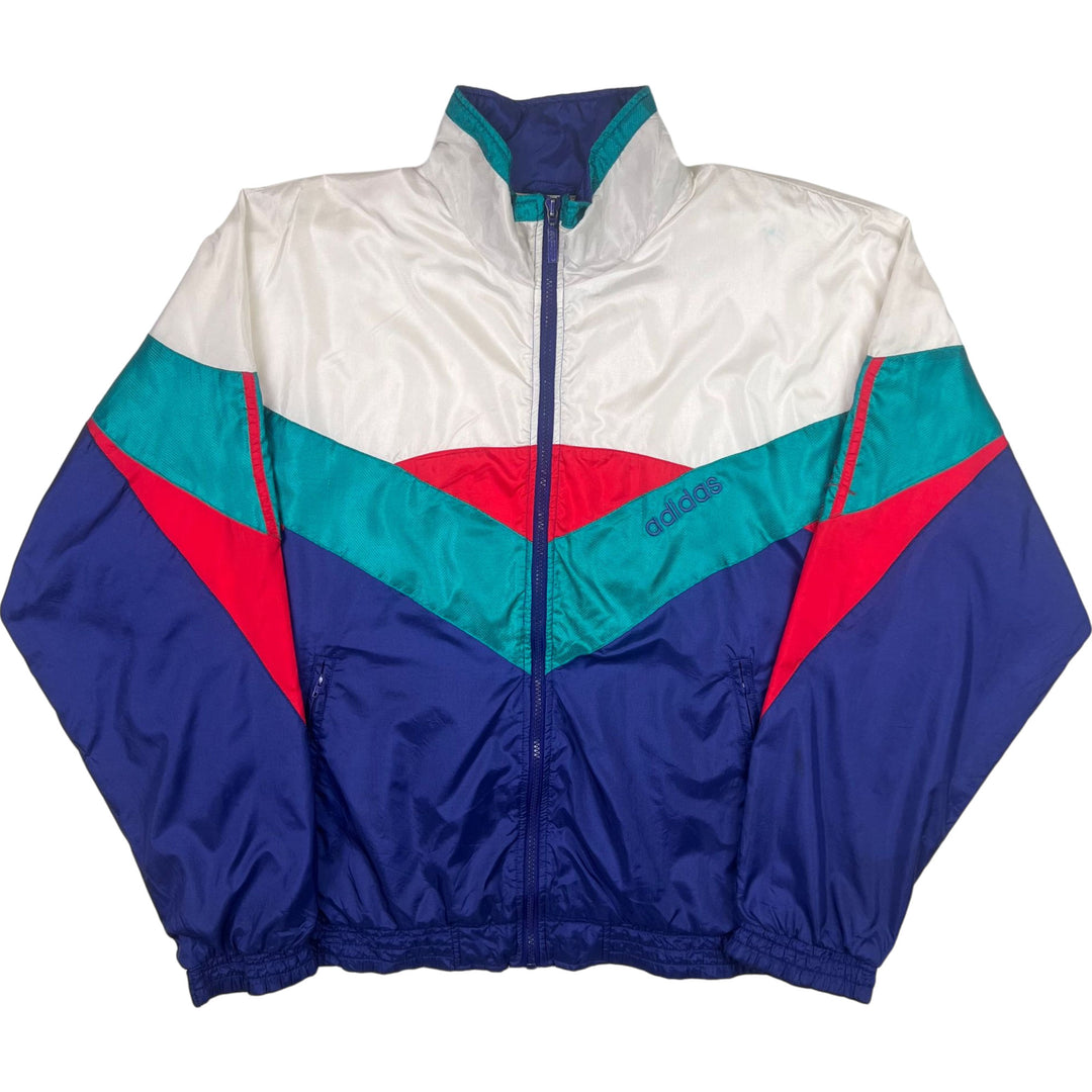 Vintage 80's Adidas Colourblock Track Jacket White Red Navy