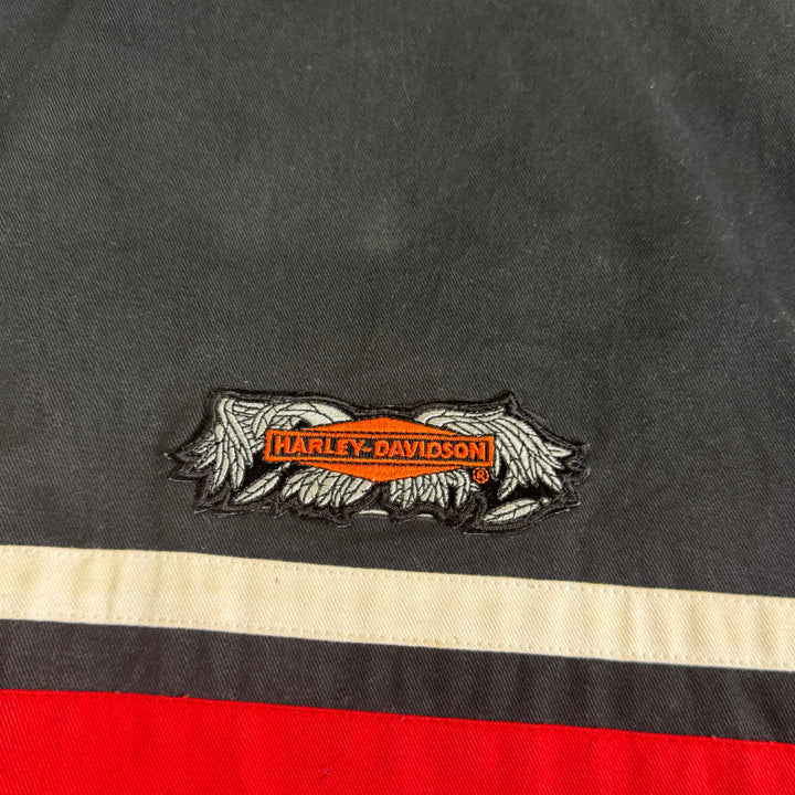 Vintage Harley-Davidson Checkered Flag Sports Racing Jacket Black