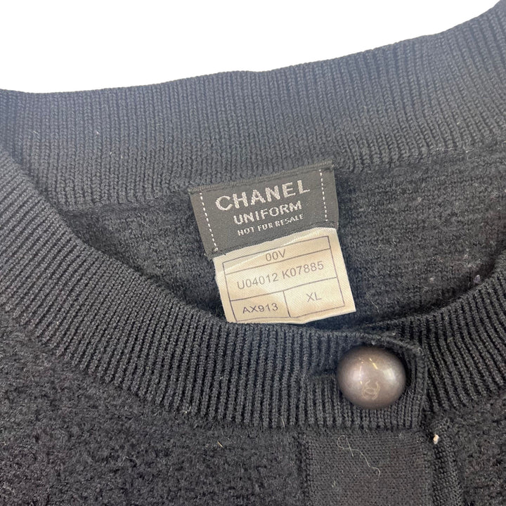 Vintage Chanel Staff Uniform Button-Up Cardigan Black Rare