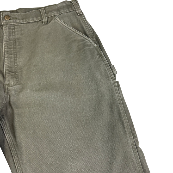 Carhartt Flannel Lined Carpenter Workwear Original Fit Trousers Green