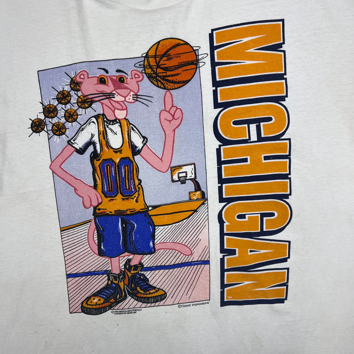 Vintage 1993 Michigan Basketball Delta Graphic Single Stitch T-Shirt White Rare