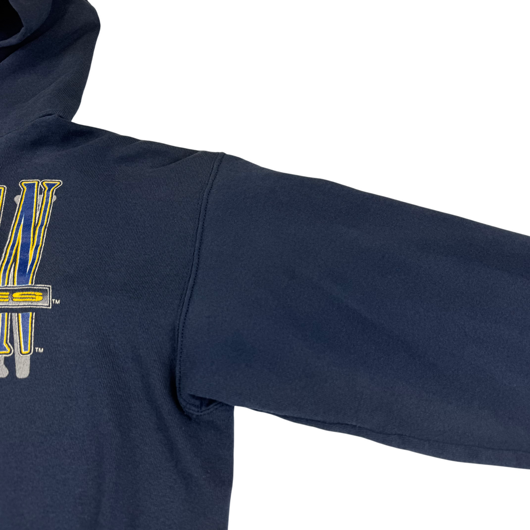 Vintage 90's Logo 7 Michigan Wolverines Pullover Hoodie navy