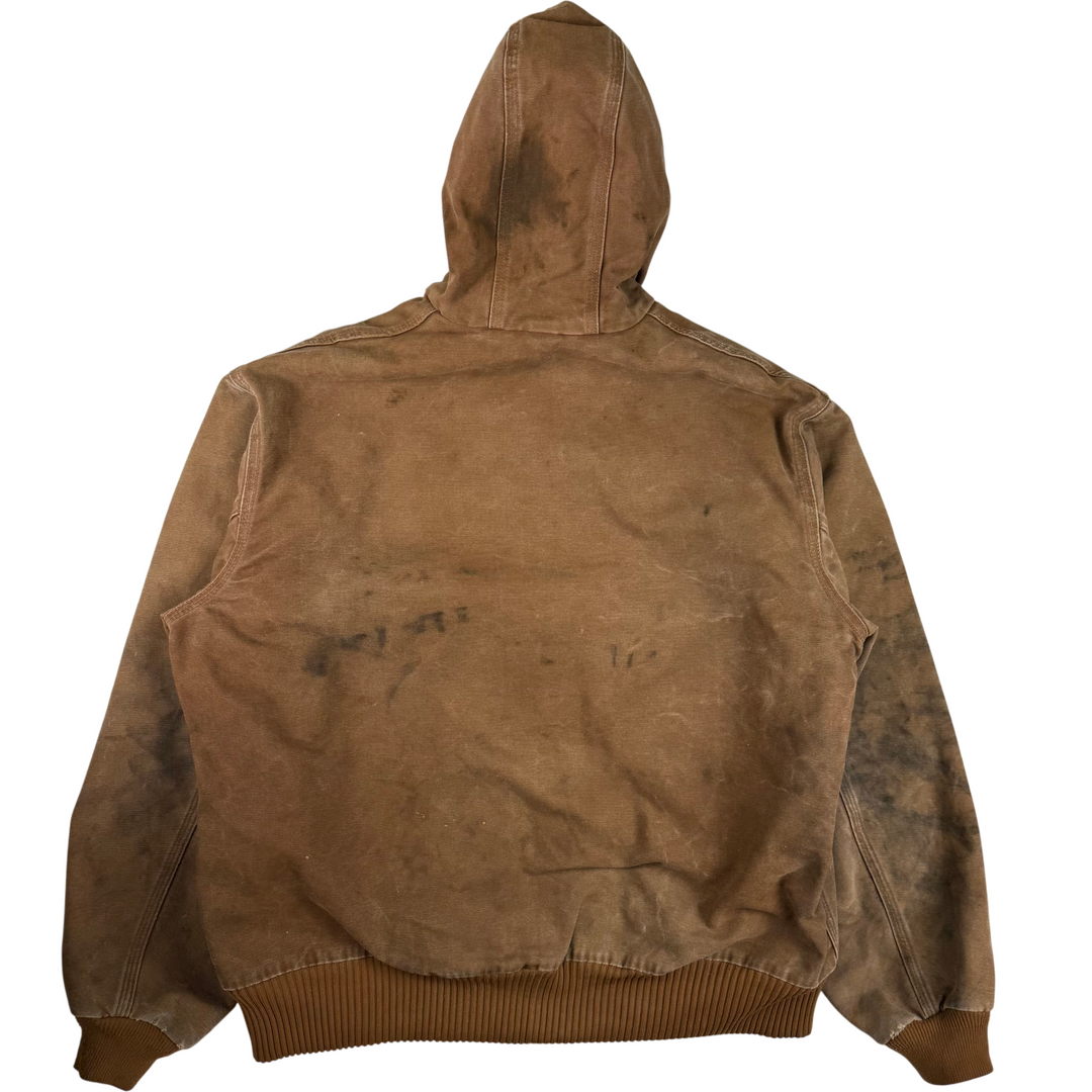 Carhartt J130 BRN Hooded Full-Zip Active Workwear Jacket Brown