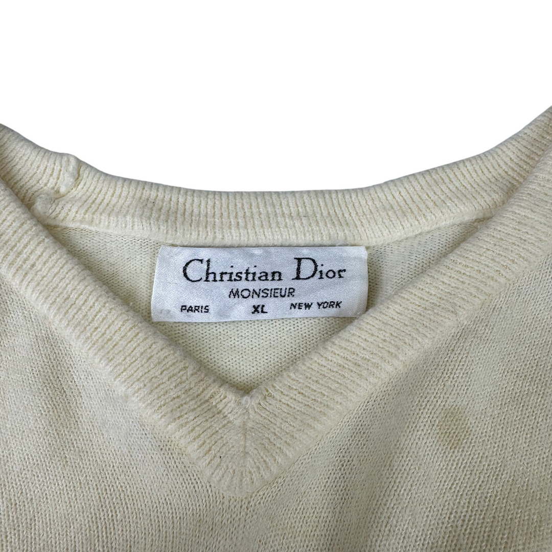 Christian Dior 90's V-Neck Knitwear Cream