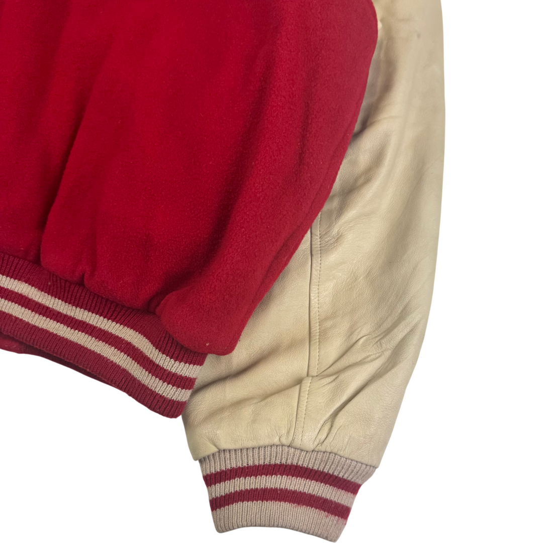 Vintage Budo Club Rambouillet 78 Leather Letterman Varsity Jacket Red