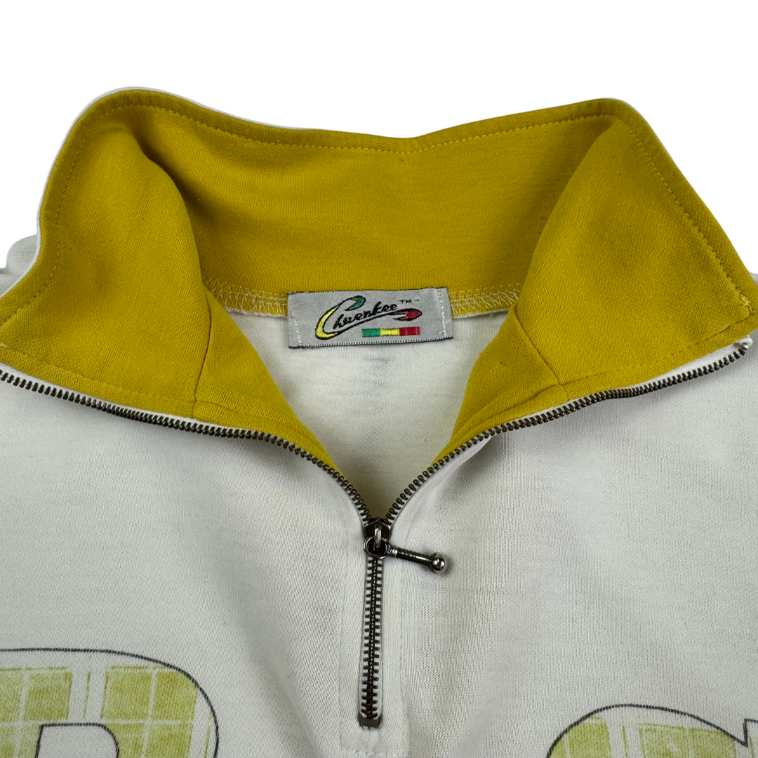Vintage Cherokee 90's Half-Zip Sweatshirt White Yellow