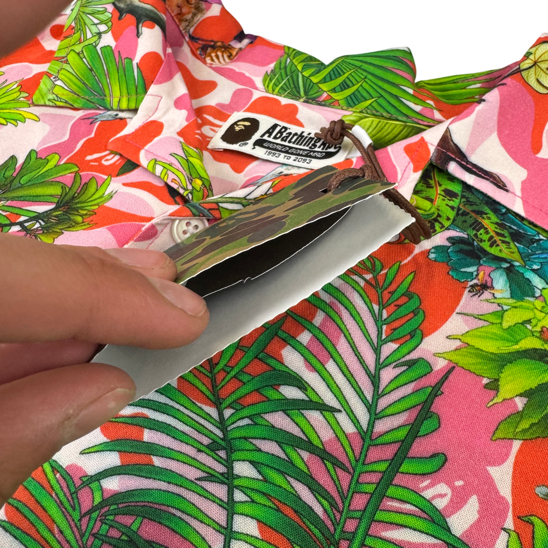 BAPE x Monkey 47 Open Short Sleeve Shirt Pink Green