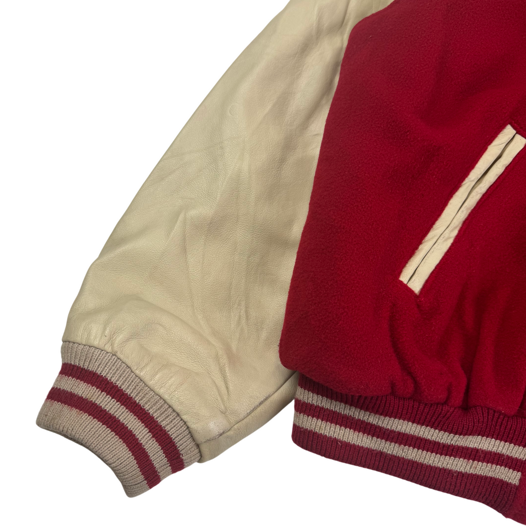 Vintage Budo Club Rambouillet 78 Leather Letterman Varsity Jacket Red