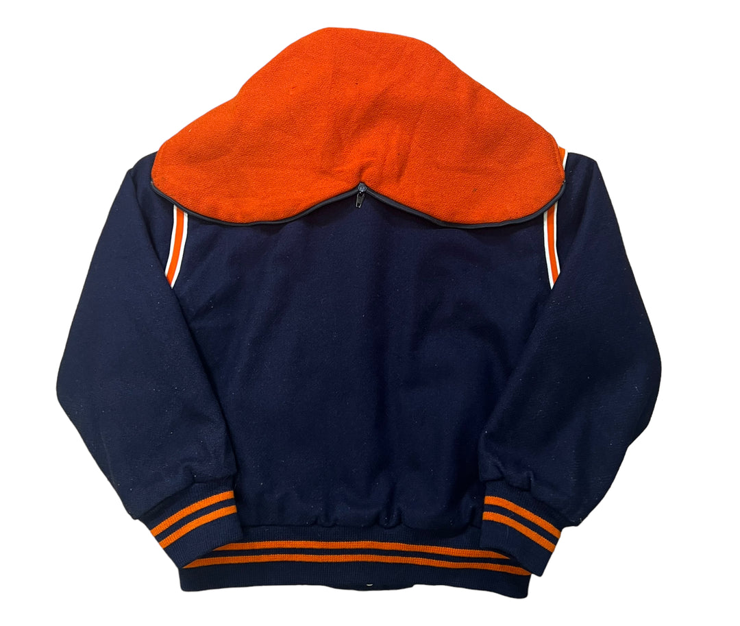 Vintage Navy Orange Hooded Varsity Jacket