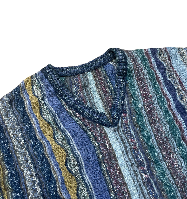 Multicoloured "Coogi Style" Knitted Jumper