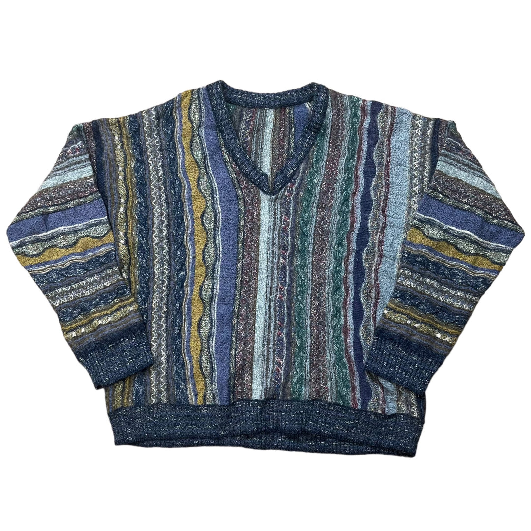 Multicoloured "Coogi Style" Knitted Jumper