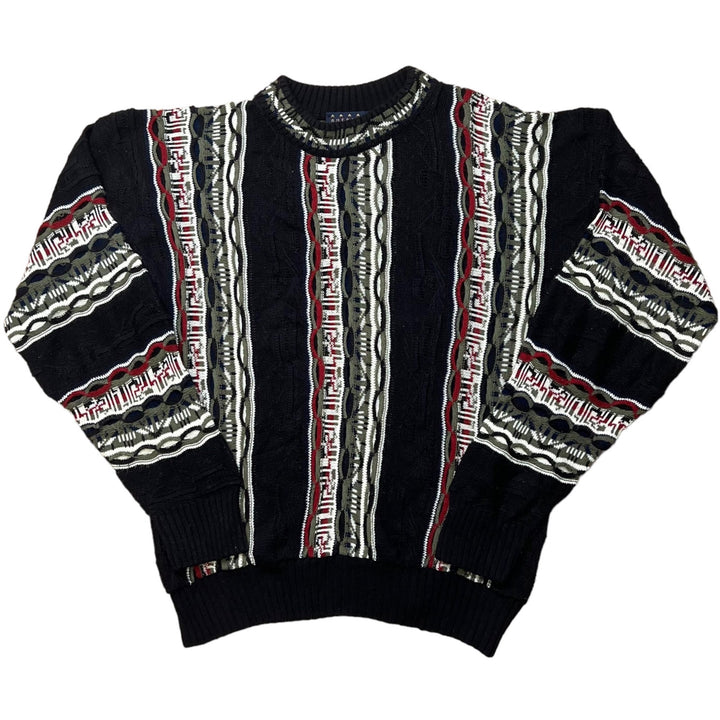 Black, Red & Grey "Coogi Style" Knitted Jumper