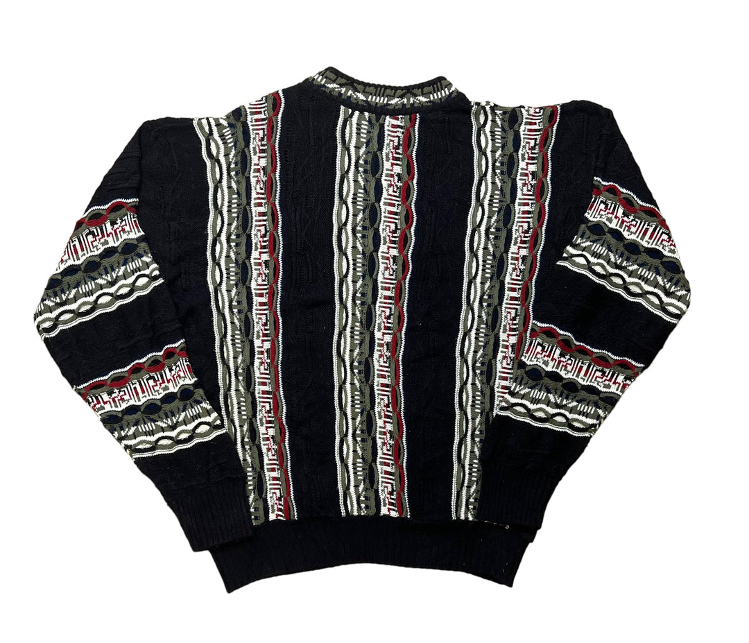 Black, Red & Grey "Coogi Style" Knitted Jumper