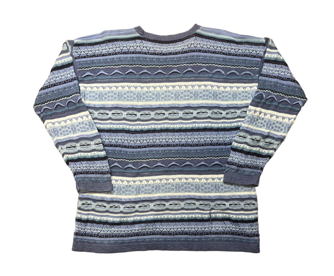 Blue Multicoloured "Coogi Style" Knitted Jumper