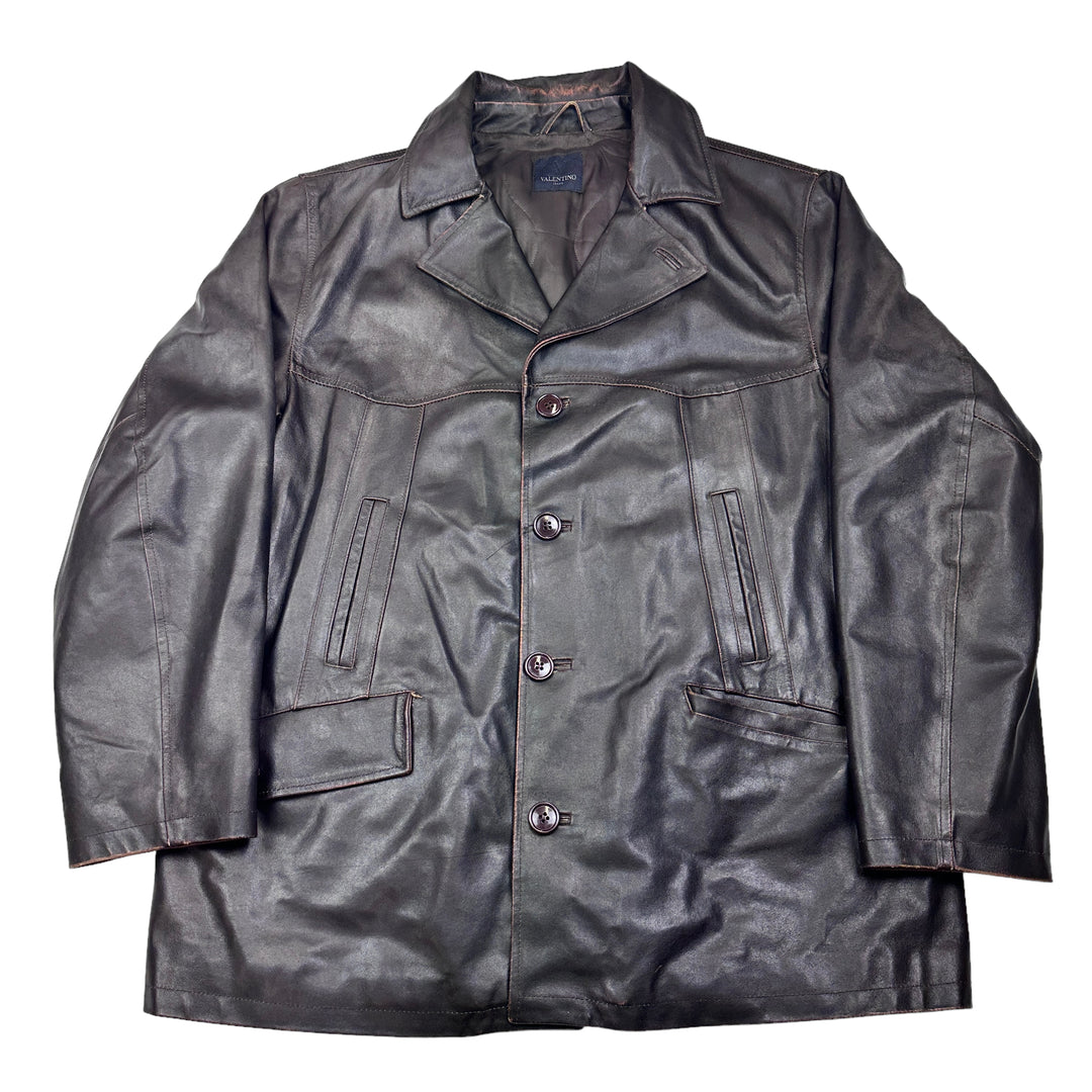 Valentino Jeans Leather Trench Coat Jacket