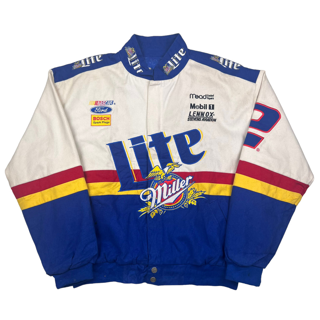 NASCAR White Blue Miller Lite Racing Jacket