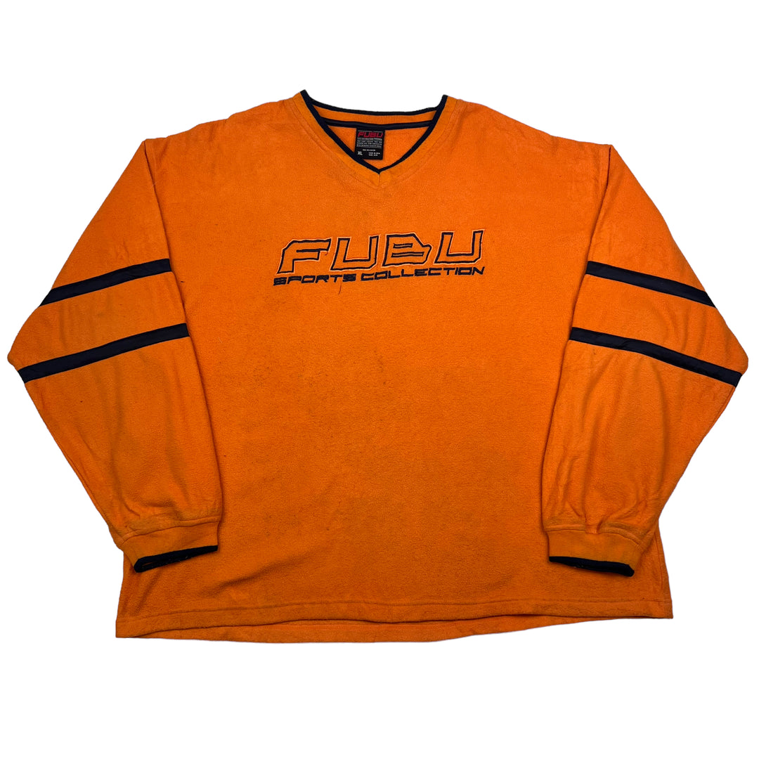 FUBU Sports Collection Orange V Neck Fleece Sweatshirt