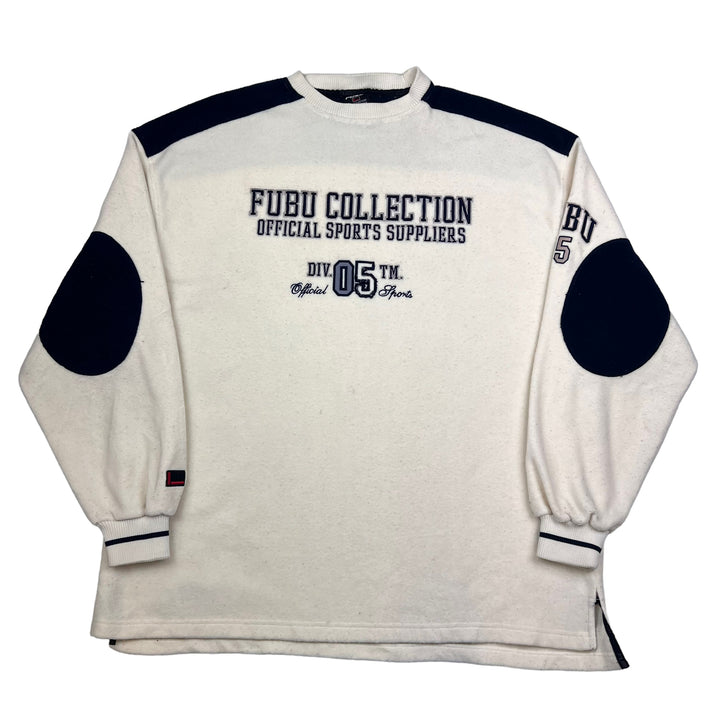 FUBU Cream & Navy Fleece Sweatshirt