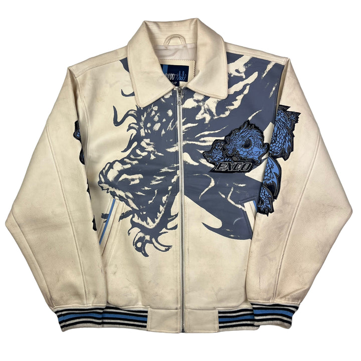 Impaq Collective Hip Hop 90's Cream Leather Jacket