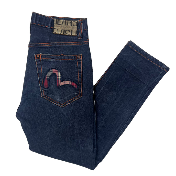 Evisu Blue Denim Straight Leg Jeans