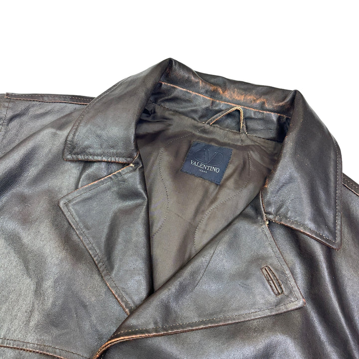 Valentino Jeans Leather Trench Coat Jacket