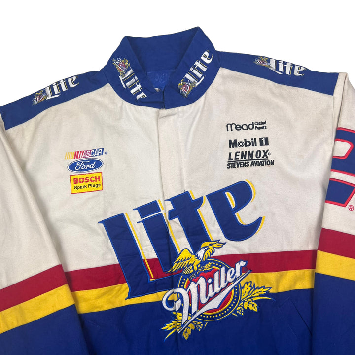 NASCAR White Blue Miller Lite Racing Jacket