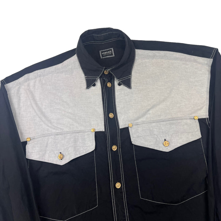 Versace Black & Grey Button Down Shirt