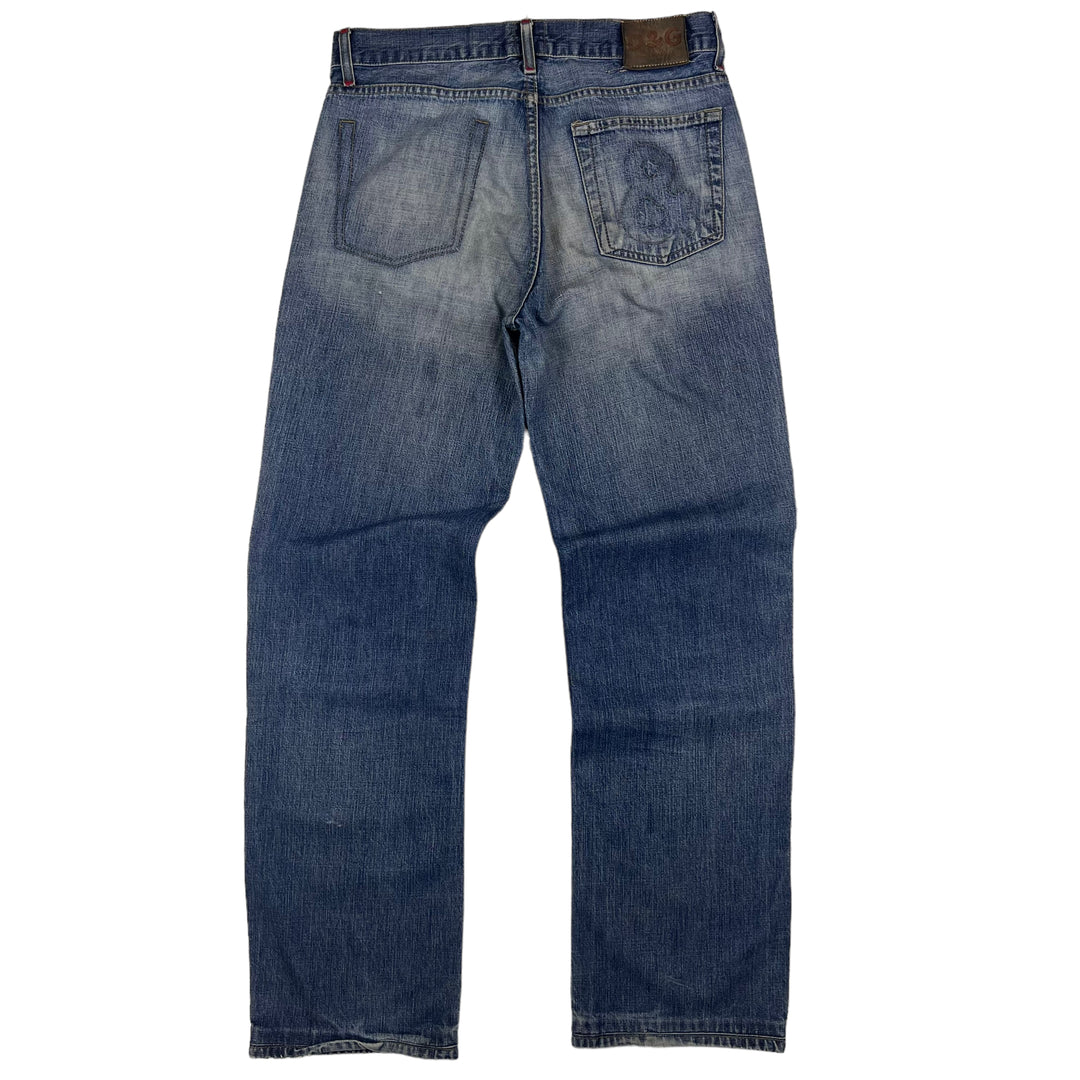 Dolce & Gabbana Faded Blue Embroidered Denim Jeans