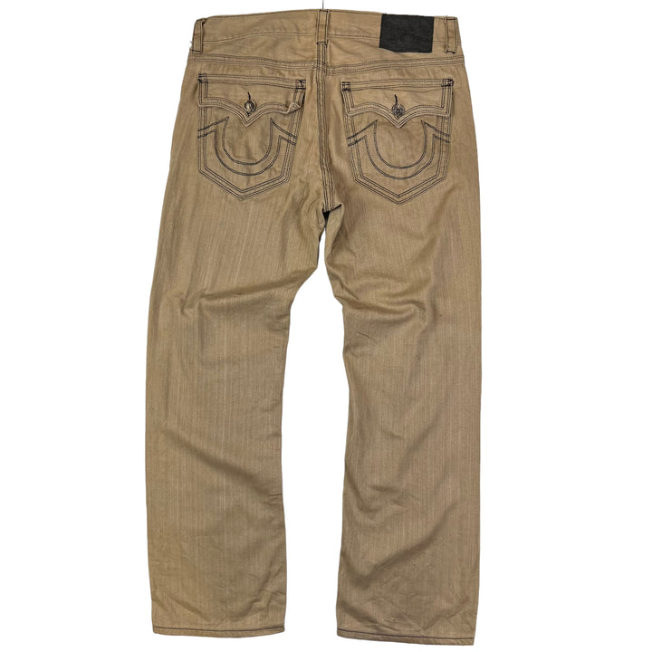 True Religion Beige Embroidered Jeans