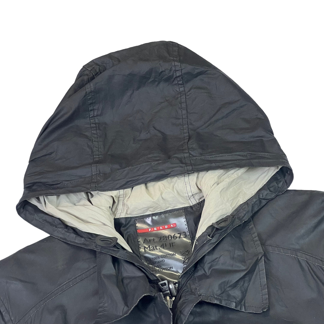 Prada Black Hooded Trench Jacket